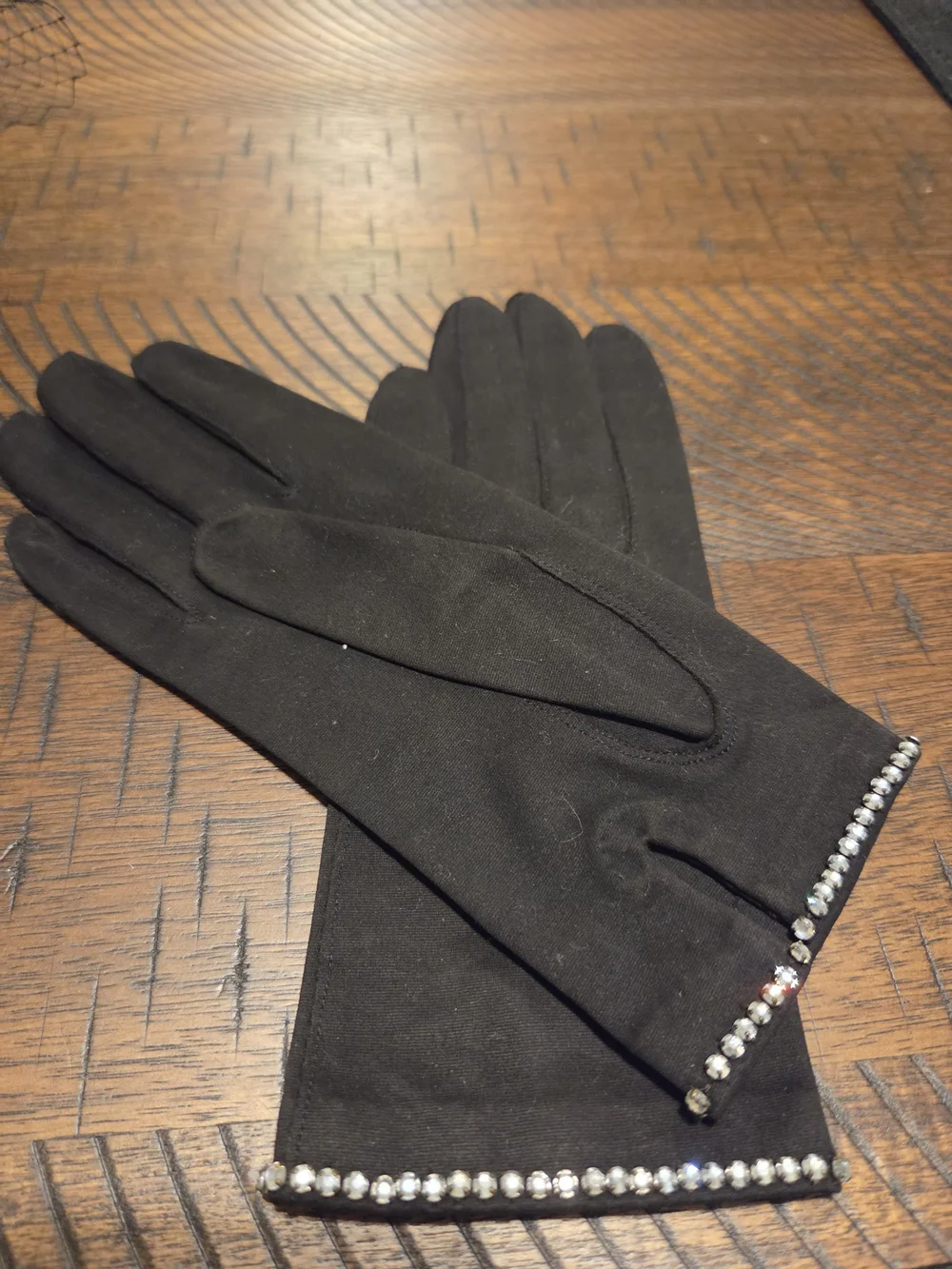 Vintage Veiled Pillbox Hat with Rhinestone Trim and Matching Gloves